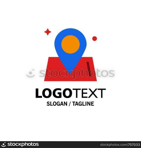 Location, Map, Way, World Business Logo Template. Flat Color