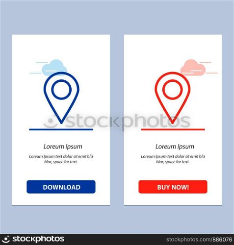 Location, Marker, Pin Blue and Red Download and Buy Now web Widget Card Template