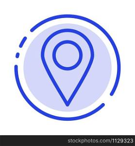 Location, Marker, Pin Blue Dotted Line Line Icon