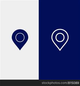 Location, Marker, Pin Line and Glyph Solid icon Blue banner Line and Glyph Solid icon Blue banner