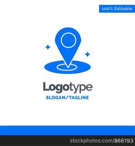 Location, Navigation, Place Blue Solid Logo Template. Place for Tagline