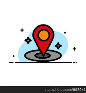 Location, Navigation, Place Business Flat Line Filled Icon Vector Banner Template