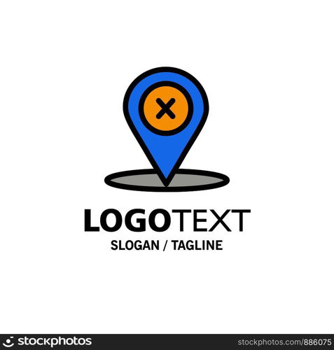 Location, Navigation, Place, delete Business Logo Template. Flat Color