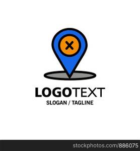 Location, Navigation, Place, delete Business Logo Template. Flat Color