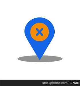 Location, Navigation, Place, delete Flat Color Icon. Vector icon banner Template