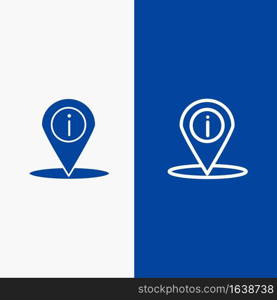 Location, Navigation, Place, info Line and Glyph Solid icon Blue banner Line and Glyph Solid icon Blue banner