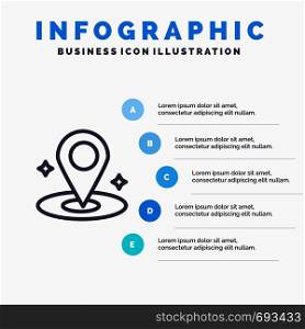 Location, Navigation, Place Line icon with 5 steps presentation infographics Background