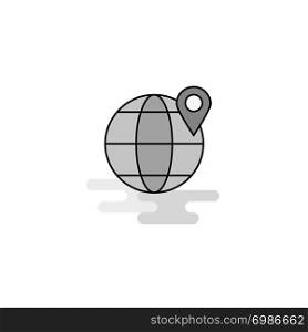 Location on globe Web Icon. Flat Line Filled Gray Icon Vector