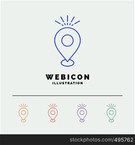 Location, Pin, Camping, holiday, map 5 Color Line Web Icon Template isolated on white. Vector illustration. Vector EPS10 Abstract Template background