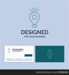 Location, Pin, Camping, holiday, map Business Logo Line Icon Symbol for your business. Turquoise Business Cards with Brand logo template. Vector EPS10 Abstract Template background