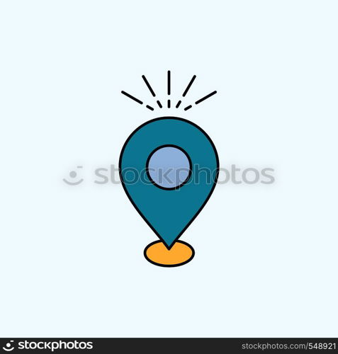 Location, Pin, Camping, holiday, map Flat Icon. green and Yellow sign and symbols for website and Mobile appliation. vector illustration. Vector EPS10 Abstract Template background