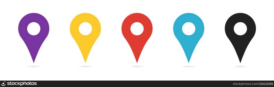 Location pin icon. GPS location symbol collection. Map pin marker on white background.