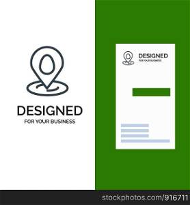 Location, Pin, Map, Easter Grey Logo Design and Business Card Template