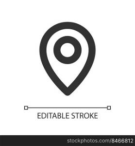 Location pin pixel perfect linear ui icon. Saving spot on map. Search for destination. GUI, UX design. Outline isolated user interface element for app and web. Editable stroke. Arial font used. Location pin pixel perfect linear ui icon