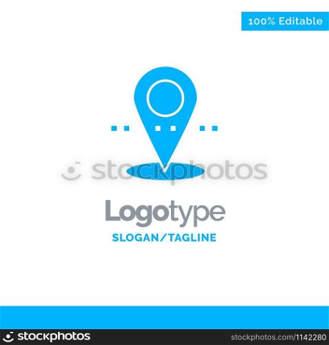 Location, Pin, Point Blue Solid Logo Template. Place for Tagline