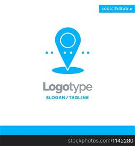 Location, Pin, Point Blue Solid Logo Template. Place for Tagline