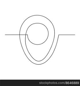 Location pointers continuous one line drawing. GPS navigation line route. Vector illustration isolated on white.. Location pointers continuous one line drawing
