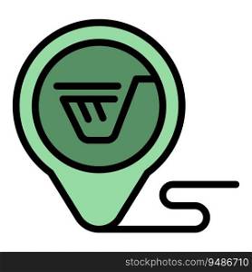 Location shop pin icon outline vector. Store point. Supermarket mall color flat. Location shop pin icon vector flat