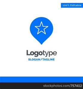Location, Stare, Navigation Blue Solid Logo Template. Place for Tagline