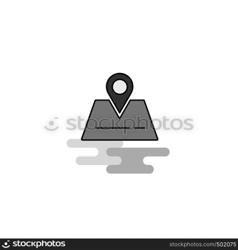 Location Web Icon. Flat Line Filled Gray Icon Vector