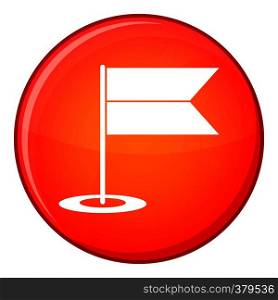 Locator flag icon in red circle isolated on white background vector illustration. Locator flag icon, flat style