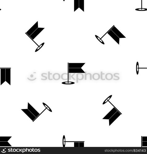 Locator flag pattern repeat seamless in black color for any design. Vector geometric illustration. Locator flag pattern seamless black