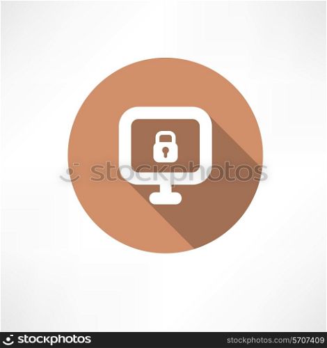 lock at the computer monitor Flat modern style vector illustration