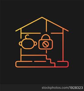 Lock basement door gradient vector icon for dark theme. Child safety. Baby falling, trauma prevention. Childproof home. Thin line color symbol. Modern style pictogram. Vector isolated outline drawing. Lock basement door gradient vector icon for dark theme