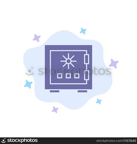 Lock, Box, Deposit, Protection, Safe, Safety, Security Blue Icon on Abstract Cloud Background