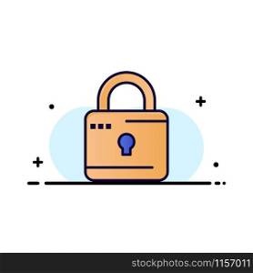 Lock, Computing, Locked, Security Business Flat Line Filled Icon Vector Banner Template
