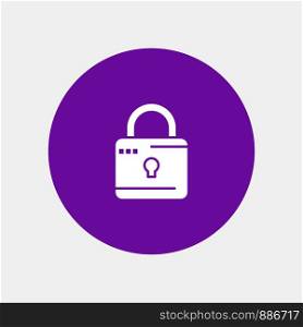 Lock, Computing, Locked, Security white glyph icon
