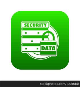 Lock data security icon green vector isolated on white background. Lock data security icon green vector