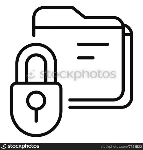 Lock folder icon. Outline lock folder vector icon for web design isolated on white background. Lock folder icon, outline style