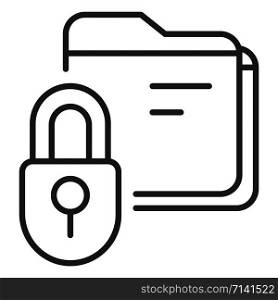 Lock folder icon. Outline lock folder vector icon for web design isolated on white background. Lock folder icon, outline style