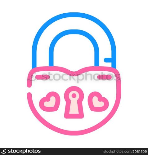 lock for love couple color icon vector. lock for love couple sign. isolated symbol illustration. lock for love couple color icon vector illustration