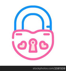 lock for love couple color icon vector. lock for love couple sign. isolated symbol illustration. lock for love couple color icon vector illustration