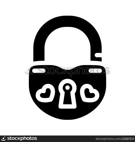 lock for love couple glyph icon vector. lock for love couple sign. isolated contour symbol black illustration. lock for love couple glyph icon vector illustration