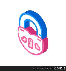 lock for love couple isometric icon vector. lock for love couple sign. isolated symbol illustration. lock for love couple isometric icon vector illustration