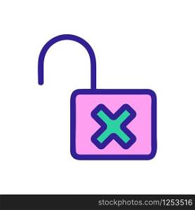 Lock hacked vector icon. A thin line sign. Isolated contour symbol illustration. Lock hacked vector icon. Isolated contour symbol illustration