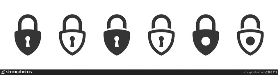 Lock icon collection. Conceptual lock signs. Padlocks flat and linear style. Vector icons