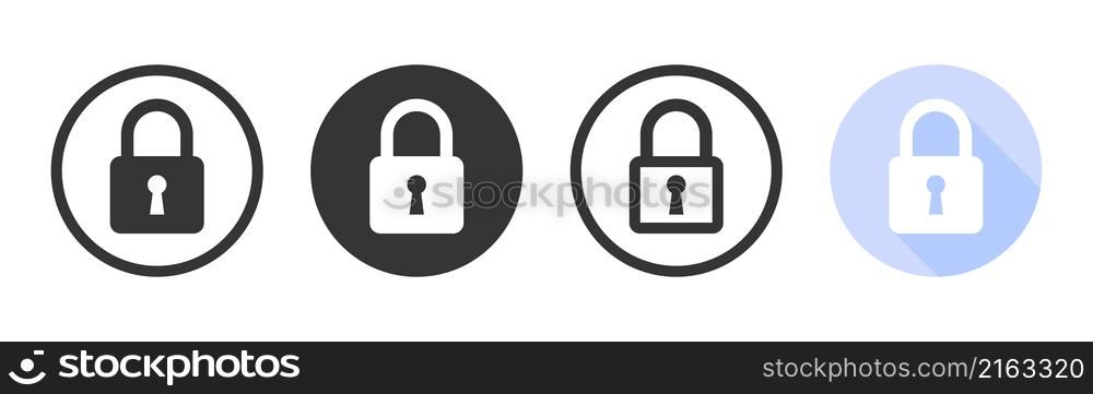 Lock icon set. Conceptual lock signs. Padlocks flat and linear style. Vector illustration