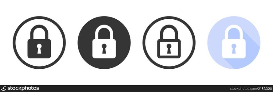 Lock icon set. Conceptual lock signs. Padlocks flat and linear style. Vector illustration