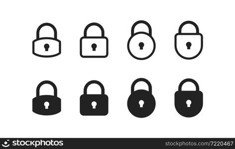 Lock icon set. Padlock, privacy symbol. Password closed in vector flat style.