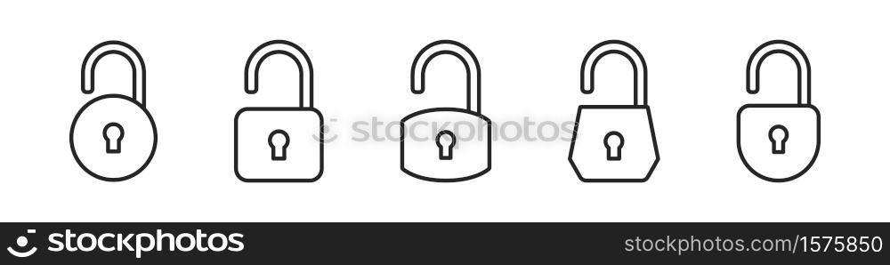 Lock Icons line. Vector lock icons on transparent background. Lock Unlock. Vector illustration