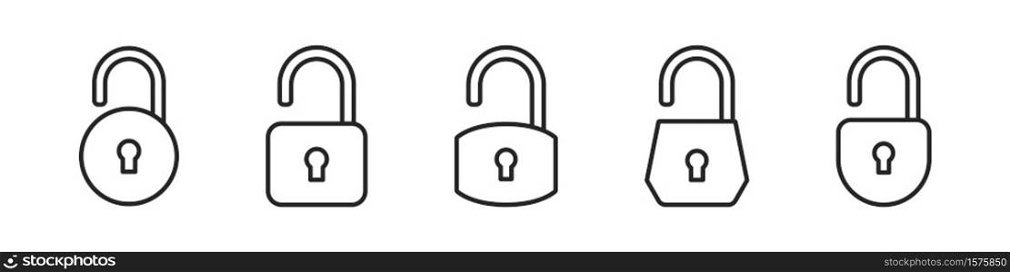 Lock Icons line. Vector lock icons on transparent background. Lock Unlock. Vector illustration