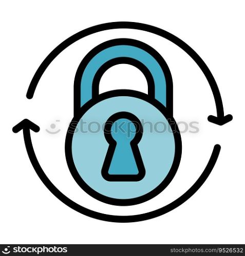 Lock lesson icon outline vector. Private class. Exam learning color flat. Lock lesson icon vector flat