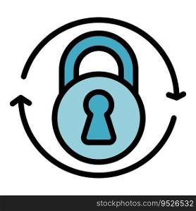 Lock lesson icon outline vector. Private class. Exam learning color flat. Lock lesson icon vector flat