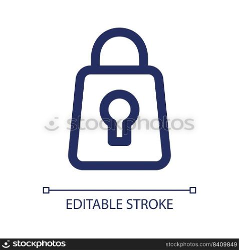 Lock linear ui icon. Cybersecurity. Privacy and security. Password and login. GUI, UX design. Outline isolated user interface element for app and web. Editable stroke. Arial font used. Lock linear ui icon
