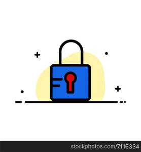 Lock, Locked, School Business Flat Line Filled Icon Vector Banner Template