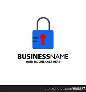 Lock, Locked, School Business Logo Template. Flat Color